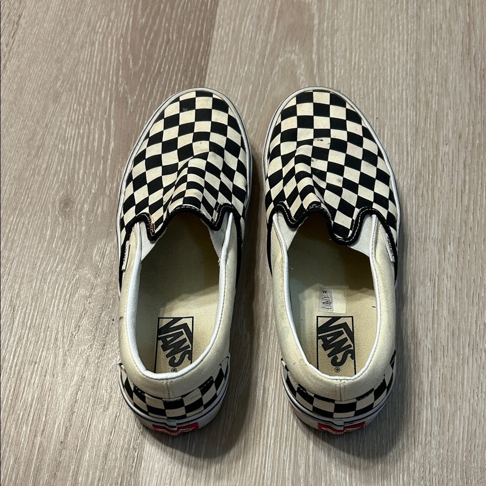 Vans Classic Checkerboard Slip On Black and Off White Unisex Sz 9 - Picture 2 of 5
